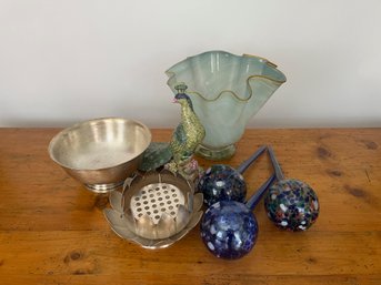 Reed & Barton Lotus, Porcelain Peacock, Aqua Globes & More
