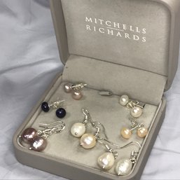 FABULOUS DEAL ! - Seven Pairs Of Brand New Genuine Cultured Baroque Pearl Earrings - All With Sterling Mounts