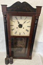 Large Antique ELISHA HOTCHKISS Weight-driven Wall Clock With TIFFANY & CO. Case- Running Order