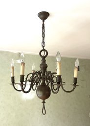 A 6 Arm Colonial Williamsburg Style Brass Chandelier