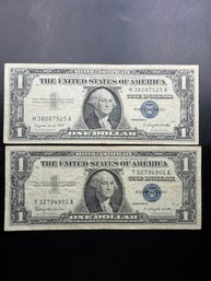 2 $1 Silver Certificates 1957-A, 1957-B