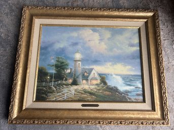 Original THOMAS KINKADE Giclee In Original Frame- Titled 'A Light In The Storm'- NO SHIPPING