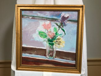 Original James Pascucci Painting - Oil On Board - Flowers In Vase - SKU: R48