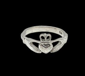 Vintage Sterling Silver Irish Claddagh Ring, Size 6.5