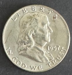 1957-D Ben Franklin Silver Half Dollar