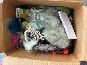 Box Of Fly Fishing Gear Feathers,sewing,hooks,beads This Is A Great Lot For Any Fly Fishing Enthusiast. This