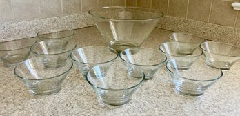 Large Glass Salad Bowl With 11 Bowls