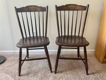 Pair Of Hitchcock Stenciled Dining Chairs