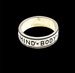 Vintage Sterling Silver 'Love Peace Mind Body Spirit' Ring, Size 7.75