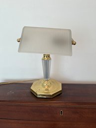 A Brass Piano/ Desk Lamp With White Shade Model # 9408