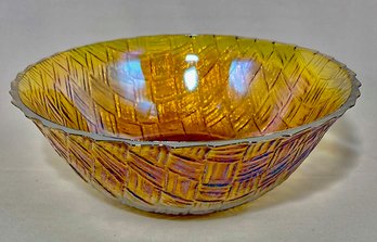 Vintage Indiana Amber Carnival Glass Basket Weave Pattern