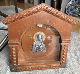 Vintage Sterling Silver VIRGIN MARY Idol In Shadow Box