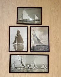 A Collection Of Reproduction Antique Sailing Photographs - Matching Frames - B&W