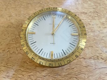 1970s Tiffany & Co. World Time Brass Desk Clock, Engraved