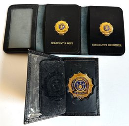 3 Department Of Correctional Services Badges For Sergeant, Wife & Daugther In Leather Cases