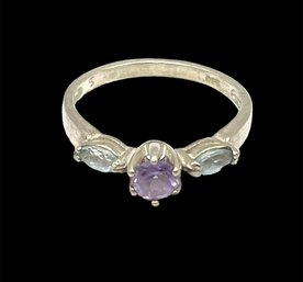 Vintage Sterling Silver Light Blue And Purple Stone Ring, Size 9.75