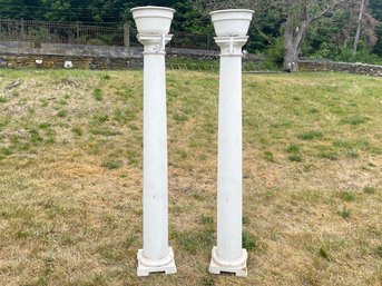 A Pair Of Vintage Column Planters - Great For Garden Or Events!