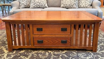 A Vintage Solid Notched Oak Arts & Crafts Coffee Table, Possibly Stickley