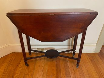 Octagonal Walnut Drop Leaf Library Table