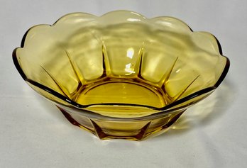 Vintage Indiana Glass Scalloped Edge Amber Bowl