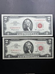 2 Red Seal $2 Bills 1963, 1963-A