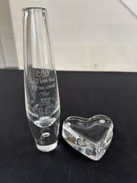 Steuben Bud Vase And Baccarat Heart