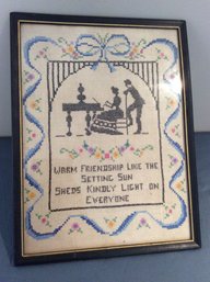 'warm Friendship Like The Setting Sun' Framed Needlepoint