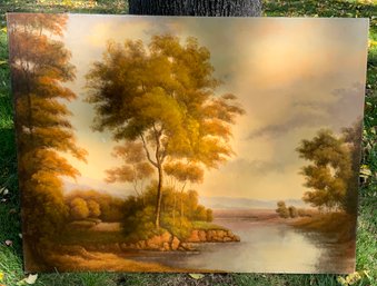 Beautiful Large Oil On Canvas ~ Signed L Stephano ~ Pastoral Landscape