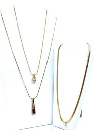 Trio Of Elegant Goldtone W/ Stones Necklaces