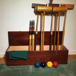 Incredible Vintage Croquet Set Custom Wood Case - Some Brass Bound Mallets - All Hand Crafted - Very Nice Set