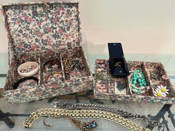 A Vintage Jeweley Box With Costume Jewelry