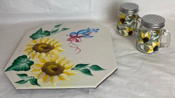 Hand Painted Hot Plate And Shakers