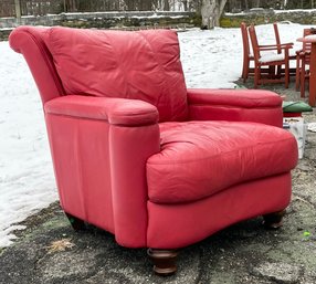 A Comfy Leather Arm Chair With Down Cushion