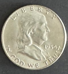 1954-D Ben Franklin Silver Half Dollar