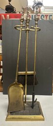 Vintage Golden Brass Fireplace Tools  4 Piece Set Ornate Handles. KSS/CVBC - A