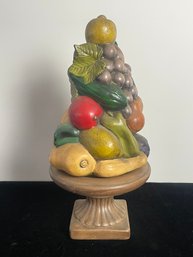 Vintage Large Ceramic Topiary Mixed Fruit And Vegetable Pedestal Centerpiece