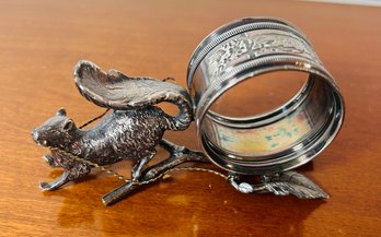 Silver Toned Squirrel Napkin Ring