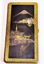 Large Damascene Gold And Silver Japanese Inlay Cigarette Case Signed