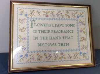 'flowers Leave Some Of Their Fragrance' Framed Needlepoint