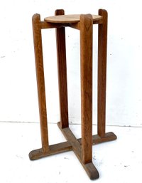 A Vintage Oak Plant Stand Or Pedestal