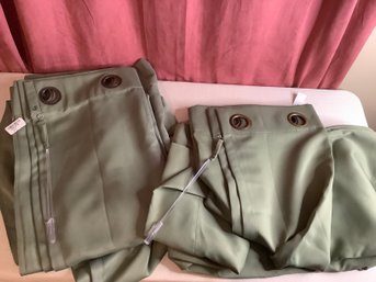 Pair Of Olive Green Curtains