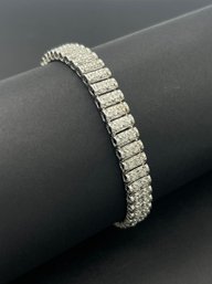 Show Stopping 2 Row 96 Diamond Tennis Bracelet In 10k White Gold