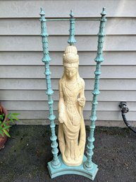 Asian Goddess Heavy Painted Cast Metal Lamp Base