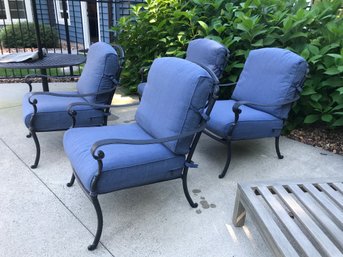 4 HAMPTON BAY Cast Aluminum Patio Chairs With Cushions