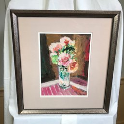 Original James Pascucci Painting - Floral Presentation - Pink Flowers In Vase - SKU: 92-2-1114