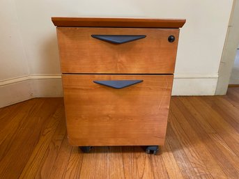 Two Drawer Wood Finish File Cabinet With Lock