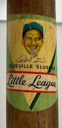Vintage Little League Baseball Bat - Ralph Kiner - Louisville Slugger - Decal Image - 31 Inches Long - Display