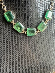 Verde Green Baguette Beaded Necklace