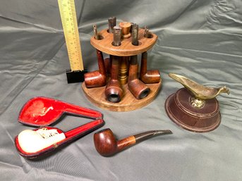 Collection Of Smoking Pipes: WDC Meerschaum Carved Elk Pipe, Barclay-Rex NY, Mountbatten, Town Hall England