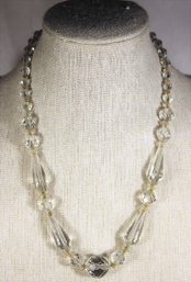 Vintage Cut Crystal Glass Beaded Necklace 17' Long